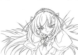 Rule 34 | 00s, greyscale, long hair, monochrome, rozen maiden, suigintou, tagme, wings