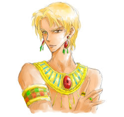 Rule 34 | 1boy, artist request, blonde hair, male focus, red river, simple background, solo, upper body, user ramses, white background