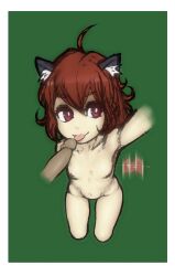 Rule 34 | animal ears, breasts, brown eyes, brown hair, cat ears, cat girl, cat tail, disembodied penis, fellatio, licking, licking penis, nathy, nude, oral, penis, petite, short hair, size difference, sketch, small breast, small breasts, tail, thighs, wabaki