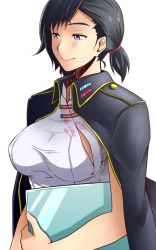 Rule 34 | 10s, 1girl, black hair, blue eyes, breasts, china dress, chinese clothes, devil survivor 2, dress, kanno fumi, large breasts, devil survivor, scientist, short hair, smile, solo, someko1