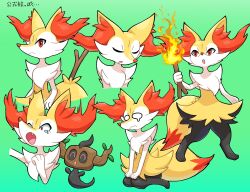 Rule 34 | 1girl, ^ ^, animal ear fluff, animal ears, animal feet, animal hands, animal nose, arm up, black fur, body fur, braixen, closed eyes, closed mouth, creatures (company), cropped torso, fang, female focus, fire, flat chest, fox ears, fox girl, fox tail, full body, furry, furry female, game freak, gen 6 pokemon, gradient background, green background, hand up, hands on own knees, highres, holding, holding stick, japanese text, kneeling, legs apart, looking at viewer, multicolored fur, multiple views, neck fur, nintendo, o o, open mouth, own hands together, phantump, pokemon, pokemon (creature), red eyes, sad, scared, seiza, sideways mouth, simple background, sitting, snout, sokishii, standing, stick, tail, tears, translation request, upper body, v arms, wavy mouth, white eyes, white fur, yellow fur