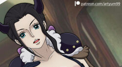 Rule 34 | 1girl, artyum99, beast pirates uniform, breasts, breasts out, clothed sex, highres, medium breasts, nico robin, nipples, nude, one piece, sex