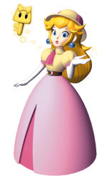 Rule 34 | 1990s (style), blonde hair, dress, earrings, elbow gloves, gloves, hat, jewelry, mario (series), mario party, nintendo, official art, princess peach, super mario bros. 1