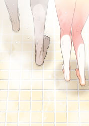 Rule 34 | 1boy, 1girl, barefoot, commentary request, feet, from behind, head out of frame, highres, hitotose rin, kneepits, legs, solo focus, standing, steam, uzaki-chan wa asobitai!, uzaki hana, wet