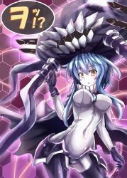 Rule 34 | 10s, 1girl, abyssal ship, gloves, hat, hexagon, honeycomb (pattern), honeycomb background, honeycomb pattern, kantai collection, long hair, open mouth, pale skin, silver hair, solo, sumapan, wo-class aircraft carrier, yellow eyes