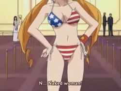 Rule 34 | 00s, 1boy, 1girl, american flag bikini, animated, ass, ass shake, bikini, black hair, blonde hair, blood, boots, breasts, blowing bubbles, bubble pop, ceiling, ceiling light, chef, chef hat, chewing gum, constricted pupils, cowboy boots, cowboy shot, flag print, fundoshi, grinding, groin, hand on own hip, hands on own hips, hat, headband, height difference, hetero, japanese clothes, long hair, long sleeves, looking at another, looking back, lowres, medium breasts, monica adenauer, navel, nervous, nosebleed, pants, pants pull, rubbing, seductive smile, shirt, side-tie bikini bottom, smile, sound, standing, stripped, surprised, suwabara kai, swimsuit, tagme, teasing, twintails, undressing, united states, very long hair, video, walking, wide-eyed, yakitate!! japan