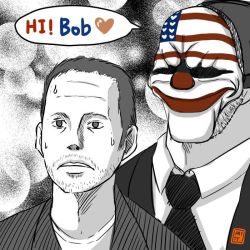 Rule 34 | 2boys, bobblehead bob, dallas (payday), mask, monochrome, multiple boys, patty (artist), payday (series), payday 2, you gonna get raped