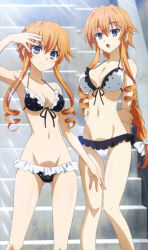 Rule 34 | 10s, 2girls, absurdres, bikini, blue eyes, braid, breasts, cleavage, date a live, drill hair, frilled bikini, frills, front-tie top, highres, large breasts, long legs, looking at viewer, medium breasts, multiple girls, navel, open mouth, orange hair, polka dot, polka dot bikini, polka dot swimsuit, screencap, shiny skin, siblings, sisters, smile, standing, stitched, swimsuit, thigh gap, third-party edit, twin drills, twins, yamai kaguya, yamai yuzuru