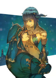 Rule 34 | 1boy, 1girl, au ra, warrior of light (ff14), black hair, blue eyes, blue headwear, blue jacket, breasts, brown hair, closed mouth, commentary request, commission, covered erect nipples, dark-skinned female, dark skin, detached sleeves, elezen, elf, eye contact, final fantasy, final fantasy xiv, grin, hand on another&#039;s head, hetero, hide (hideout), highres, horns, hug, jacket, lifting person, long sleeves, looking at another, medium breasts, parted lips, pointy ears, revealing clothes, scales, short hair, skeb commission, smile, white background