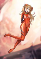 Rule 34 | 1girl, absurdres, arms behind back, artist request, asphyxiation, blue eyes, breasts, brown hair, cowboy shot, curvy, full body, hair ornament, highres, interface headset, long hair, looking away, medium breasts, moaning, mucus, neon genesis evangelion, open mouth, pain, pilot suit, plugsuit, saliva, saliva trail, shiny clothes, simple background, solo, souryuu asuka langley, tears, torture, two side up