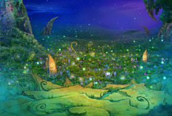 Rule 34 | field, glowing, grass, no humans, official art, plant, scenery, tree, trusty bell, vines