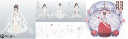 Rule 34 | 1girl, absurdres, alternate hairstyle, azur lane, bouquet, bridal garter, bridal veil, bride, brown hair, chinese commentary, closed mouth, commentary request, concept art, congqian you ke xing, copyright name, detached sleeves, dress, expressions, flower, glasses, hair bun, high heels, highres, incredibly absurdres, london (azur lane), london (platinum ceremony) (azur lane), long sleeves, looking at viewer, medium hair, official art, on bed, puffy long sleeves, puffy sleeves, red eyes, red flower, red rose, rose, semi-rimless eyewear, sitting, sketch, smile, solo, standing, two side up, veil, wedding dress, white dress, white footwear, yokozuwari