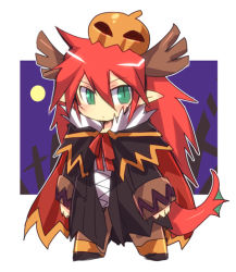 Rule 34 | 1boy, alchemist (ragnarok online), alternate color, antlers, black cape, black coat, blush, cape, chibi, closed mouth, coat, commentary request, dragon boy, dragon tail, emon-yu, full body, fur-trimmed cape, fur trim, green eyes, hair between eyes, horns, jack-o&#039;-lantern, long hair, looking at viewer, male focus, pointy ears, pumpkin, pumpkin on head, ragnarok online, red hair, slit pupils, solo, standing, tail, very long hair, white background
