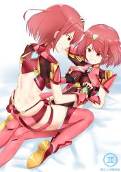 Rule 34 | 2girls, ass, breasts, highres, multiple girls, nintendo, pyra (xenoblade), red hair, selfcest, xenoblade chronicles (series), xenoblade chronicles 2, xenoblade chronicles (series), xenoblade chronicles 2, yuri