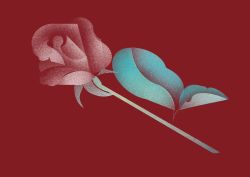 Rule 34 | akira muracco, flower, highres, leaf, limited palette, no humans, original, pink flower, plant, red background, simple background