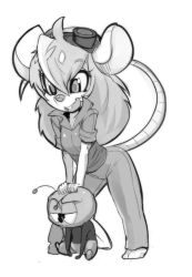 Rule 34 | 1girl, animal ears, antennae, barefoot, bug, chip &#039;n dale rescue rangers, disney, feet, fly, furry, furry female, gadget hackwrench, goggles, goggles on head, greyscale, insect, jumpsuit, long hair, monochrome, mouse (animal), mouse ears, mouse girl, mouse tail, sho-n-d, sleeves rolled up, tail, toes, zipper (chip &#039;n dale)