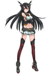 Rule 34 | &gt;:), 10s, 1girl, aohashi ame, bare shoulders, black hair, crossed arms, full body, garter straps, groin, headgear, high heels, image sample, kantai collection, long hair, miniskirt, nagato (kancolle), navel, pleated skirt, resolution mismatch, skirt, solo, source larger, thighhighs, transparent background, v-shaped eyebrows