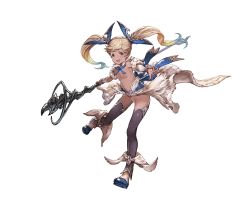 Rule 34 | 10s, 1girl, black thighhighs, blonde hair, blue eyes, boots, bow, breasts, dark-skinned female, dark skin, elbow gloves, female focus, full body, gloves, granblue fantasy, hair ornament, io (granblue fantasy), long hair, looking at viewer, minaba hideo, nipples, nude filter, open mouth, pussy, small breasts, smile, solo, staff, thighhighs, third-party edit, transparent background, twintails, uncensored, zettai ryouiki