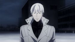 Rule 34 | 10s, 1boy, animated, animated gif, arima kishou (tokyo ghoul), coat, collar, expressionless, glasses, grey eyes, lowres, male focus, rooftop, short hair, snow, solo, standing, tokyo ghoul, trench coat, white hair