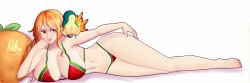 Rule 34 | 1girl, bikini, breasts, creatures (company), cyndaquil, game freak, gen 2 pokemon, highres, large breasts, long hair, nami (one piece), nintendo, one piece, orange hair, pokemon, swimsuit
