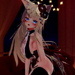 Rule 34 | 1girl, 3d, animated, blonde hair, blue eyes, bouncing breasts, breasts, large breasts, long hair, medium breasts, solo, tagme, thighs, video, vrchat
