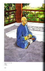 Rule 34 | 1boy, absurdres, artbook, chinese clothes, fatal fury, garden, half lotus position, highres, indian style, crossed legs, male focus, meditation, mori toshiaki, official art, old, old man, scan, sitting, snk, solo, the king of fighters, tung fue rue, yoga