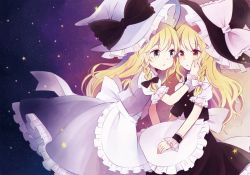 Rule 34 | 2girls, alternate color, apron, black dress, blonde hair, bow, braid, dress, dual persona, eye contact, grey dress, grey eyes, hand on another&#039;s cheek, hand on another&#039;s face, hat, hat bow, kirisame marisa, looking at another, mozukuzu (manukedori), multiple girls, multiple persona, puffy short sleeves, puffy sleeves, shirt, short sleeves, single braid, touhou, waist apron, witch hat, wrist cuffs, yellow eyes