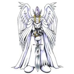 Rule 34 | angel, armor, belt, digimon, holyangemon, holyangemon priest mode, lowres, mask, official art, sword, weapon, wings