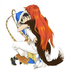 Rule 34 | fur, hug, long hair, naoayatugu, red hair, shut hell, shut hell (character), yurul