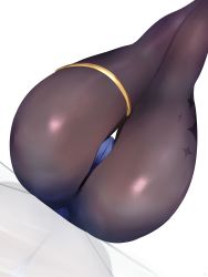 Rule 34 | 1girl, ass, ass focus, brown pantyhose, genshin impact, highres, huge ass, legs, legs up, leotard, mona (genshin impact), pantyhose, purple pantyhose, sana!rpg, shiny clothes, simple background, solo, thick thighs, thighlet, thighs, white background