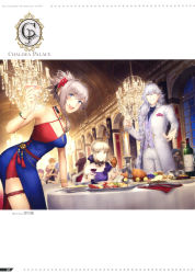 Rule 34 | absurdres, archer (fate), artoria pendragon (all), artoria pendragon (fate), chicken leg, cup, drinking glass, eating, fate/grand order, fate (series), food, formal, highres, holding, holding food, medea (fate), miyamoto musashi (fate), saber (fate), saber alter, wine glass
