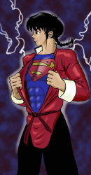 Rule 34 | 1boy, black hair, cosplay, dc comics, male focus, ranma 1/2, saotome ranma, superman, superman (cosplay), superman (series), superman logo, superman symbol, tagme