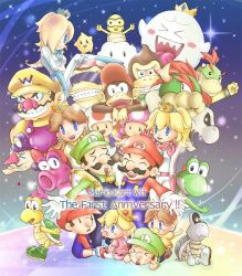 Rule 34 | &gt; &lt;, 6+boys, 6+girls, :d, ^ ^, anniversary, baby, baby daisy, baby luigi, baby mario, baby peach, baseball cap, biker clothes, bikesuit, birdo, blonde hair, blue eyes, blue overalls, blush stickers, bodysuit, bow, bowser, bowser jr., bracelet, brown hair, closed eyes, copyright name, crown, diddy kong, donkey kong, donkey kong (series), dry bones, dry bowser, earrings, english text, facial hair, fat, fat man, flower earrings, funky kong, ghost, gloves, green headwear, green shirt, grin, hair over one eye, happy, hat, horns, jewelry, king boo, koopa troopa, lakitu, laughing, long hair, long sleeves, looking at viewer, luigi, luma (mario), mario, mario (series), mario kart, mario kart wii, mi (wothappiness), multiple boys, multiple girls, mustache, nintendo, open mouth, overalls, pacifier, ponytail, princess daisy, princess peach, purple headwear, purple overalls, red bow, red hair, red headwear, red shirt, rosalina, shirt, short hair, sitting, smile, standing, sunglasses, teeth, thick eyebrows, toad (mario), toadette, tongue, tongue out, upper teeth only, waluigi, wario, white gloves, yellow headwear, yellow shirt, yoshi