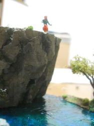 Rule 34 | cliff, diorama, hata no kokoro, lowres, photo (medium), touhou, tree, water