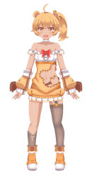 Rule 34 | 1girl, :d, absurdres, ahoge, animal ears, asymmetrical legwear, bare shoulders, bear ears, black thighhighs, blush, bow, brown eyes, brown hair, brown sleeves, collarbone, commentary request, copyright request, detached sleeves, ear piercing, facial mark, frilled shirt, frills, full body, fuyuki8208, hair between eyes, highres, long sleeves, navel, off-shoulder shirt, off shoulder, open mouth, piercing, pleated skirt, ponytail, puffy long sleeves, puffy sleeves, red bow, shirt, simple background, single sock, single thighhigh, skirt, sleeves past wrists, smile, socks, solo, standing, star (symbol), tail, thighhighs, virtual youtuber, white background, white shirt, white skirt