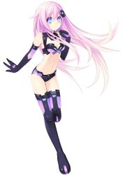Rule 34 | 10s, 1girl, bare shoulders, bikini, blue eyes, breasts, bustier, choujigen game neptune mk2, cleavage, elbow gloves, female focus, full body, gloves, hair ornament, highres, long hair, looking at viewer, medium breasts, nepgear, neptune (series), pink hair, purple hair, purple sister, revealing clothes, smile, solo, swimsuit, symbol-shaped pupils, thighhighs, transparent background, tsunako