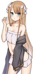 Rule 34 | 1girl, abigail williams (fate), abigail williams (swimsuit foreigner) (fate), abigail williams (swimsuit foreigner) (third ascension) (fate), absurdres, bare shoulders, bikini, black jacket, blonde hair, blue eyes, blush, bow, breasts, collarbone, fate/grand order, fate (series), hair bow, highres, jacket, kopaka (karda nui), long hair, long sleeves, looking at viewer, miniskirt, multiple hair bows, navel, off shoulder, open clothes, open jacket, sidelocks, skirt, small breasts, solo, strapless, strapless bikini, swimsuit, thighs, twintails, very long hair, white bikini, white bow