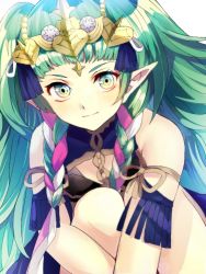 Rule 34 | 1girl, aone hiiro, braid, close-up, fire emblem, fire emblem: three houses, green eyes, green hair, looking at viewer, nintendo, pointy ears, side braid, solo, sothis (fire emblem), twin braids