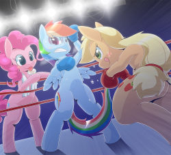 Rule 34 | 3girls, applejack, boxing, multiple girls, my little pony, my little pony: friendship is magic, oze (zoexm177), pinkie pie, rainbow dash, tagme