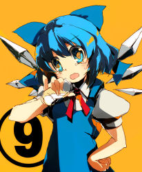 Rule 34 | circled 9, 1girl, cirno, drinking, kitano yuusuke, pinky out, solo, tears, embodiment of scarlet devil, touhou