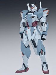 Rule 34 | full body, gradient background, green eyes, gundam, highres, looking ahead, mecha, mobile suit, no humans, original, rintaro komori, robot, science fiction, solo, standing, v-fin