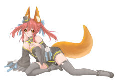 Rule 34 | 10s, 1girl, animal ears, bad id, bad pixiv id, bare shoulders, black thighhighs, bow, breasts, cleavage, detached sleeves, fate/extra, fate/extra ccc, fate (series), fox ears, fox tail, frills, gothic lolita, hair bow, hair ribbon, hairband, hat, lolita fashion, minazuki itto, official alternate costume, pink hair, ribbon, smile, solo, tail, tamamo (fate), tamamo no mae (fate/extra), tamamo no mae (sable mage) (fate), thighhighs, twintails, yellow eyes