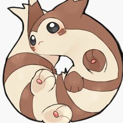 Rule 34 | absurdres, animal focus, black eyes, blush, closed mouth, creatures (company), furret, game freak, gen 2 pokemon, highres, looking at viewer, nintendo, no humans, pokemon, pokemon (creature), reruponzu, solo, white background
