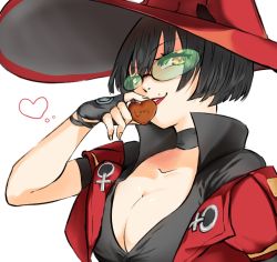 Rule 34 | 1girl, arc system works, black hair, breasts, cleavage, fingerless gloves, gloves, guilty gear, guilty gear strive, hat, i-no, large breasts, witch hat
