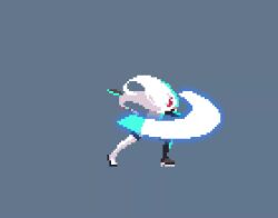 Rule 34 | 1girl, animated, asymmetrical legwear, fighting, jtangc, magic circle, one step from eden, pixel art, solo, tagme, video, white hair