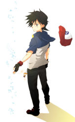 Rule 34 | 10s, 1boy, agpro, ash ketchum, black hair, brown eyes, child, creatures (company), fingerless gloves, foreshortening, game freak, gloves, hat, hood, hoodie, looking down, male focus, misty (pokemon), nintendo, no headwear, outstretched hand, perspective, pokemon, pokemon (anime), pokemon bw, solo, unworn hat, unworn headwear
