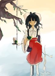 Rule 34 | 1girl, absurdres, black hair, blunt bangs, bow, chasen, closed eyes, collared shirt, commentary request, cup, day, derivative work, detached sleeves, facing viewer, gohei, gradient background, hair bow, hair tubes, hakurei reimu, highres, holding, holding cup, light blush, light smile, long sleeves, neruzou, no shoes, nontraditional miko, on chair, outdoors, portrait of exotic girls, red skirt, redrawn, ribbon-trimmed sleeves, ribbon trim, shirt, sidelocks, sitting, skirt, socks, solo, tea, tea ceremony, touhou, tree, white bow, white shirt, white sleeves, white socks, wide sleeves, yunomi