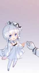 Rule 34 | 1boy, 1girl, absurdres, aged down, arm up, azur lane, blue eyes, child, choker, commander (azur lane), commentary request, dress, gloves, hat, highres, holding, holding jewelry, holding ring, illustrious (azur lane), jewelry, little illustrious (azur lane), long hair, low twintails, open mouth, pantyhose, pendant, pink background, ring, silver hair, simple background, smile, swd3e2, twintails, wedding band, white dress, white gloves, white headwear, white pantyhose