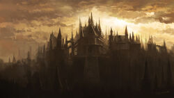 Rule 34 | anor londo, artist name, building, cloud, dark souls (series), dark souls i, day, highres, no humans, outdoors, scenery, stairs, sun, tripdancer