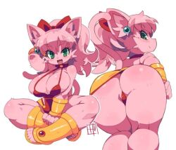 Rule 34 | 1girl, breasts, furry, green eyes, multiple views, open mouth, pink hair, tagme, zankuro